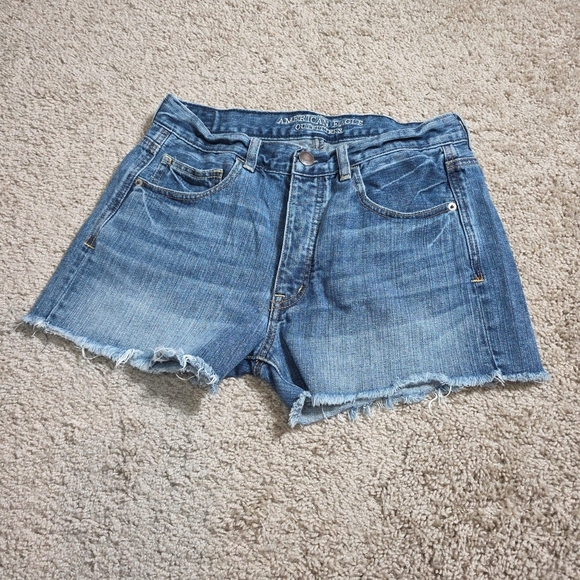 American Eagle Outfitters Pants - American Eagle Shorts Womens 6 Blue Jean Midium  Rise Stretch Raw Hem